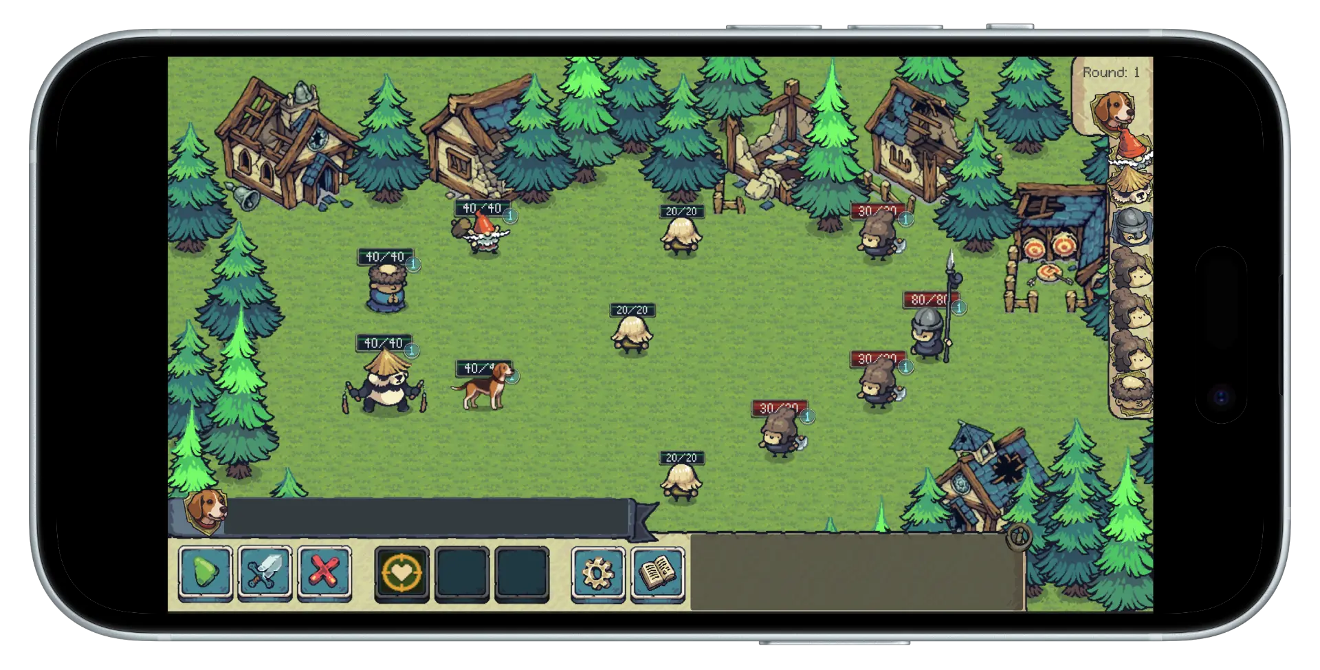 Rogue Resistance gameplay shown on an iPhone in landscape